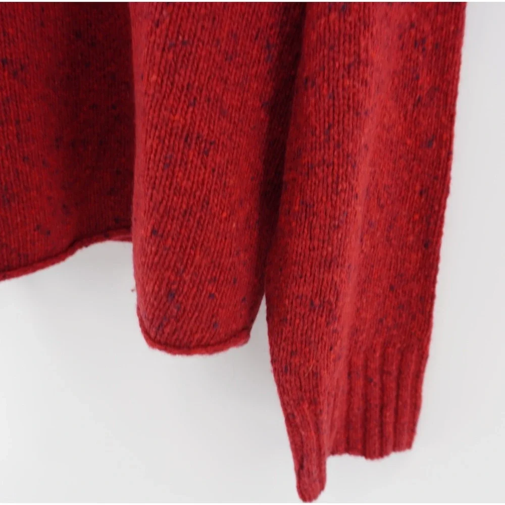 J.Crew Womens Red Donegal Merino Wool Alpaca Blend Turtleneck Sweater CO596 M
